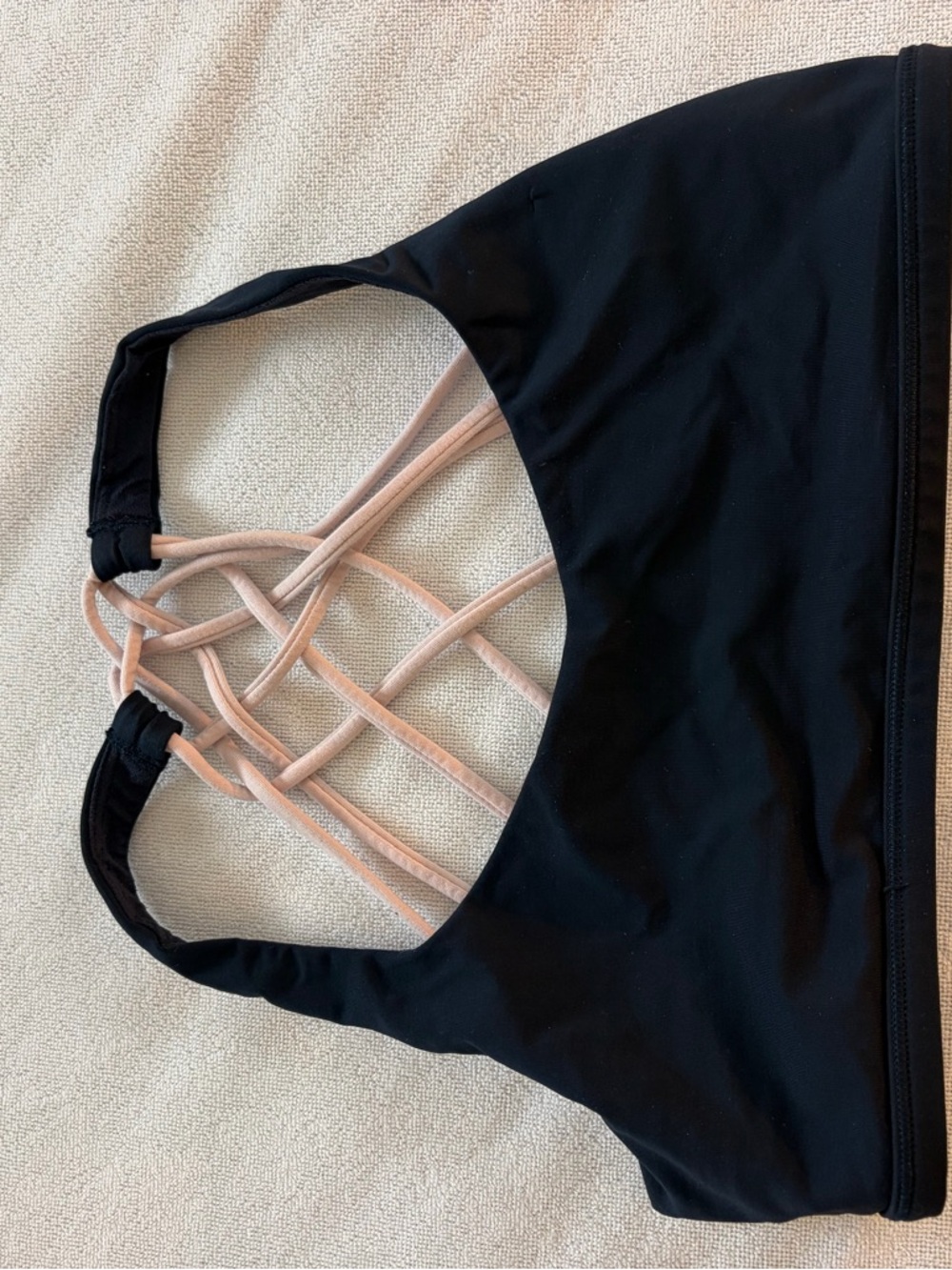 lululemon athletica Navy and Light Pink Sports Bra with Blush Strappy Back